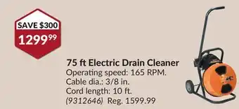 Princess Auto 75 ft Electric Drain Cleaner offer