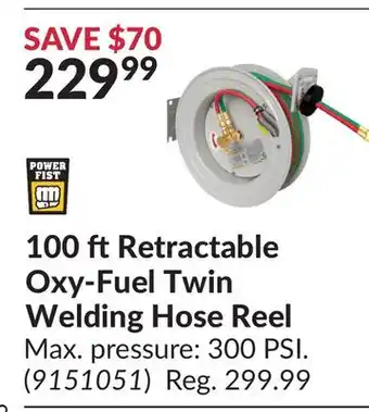 Princess Auto 100 ft Retractable Oxy-Fuel Twin Welding Hose Reel offer