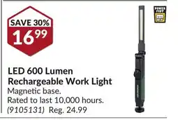 Princess Auto LED 600 Lumen Rechargeable Work Light offer