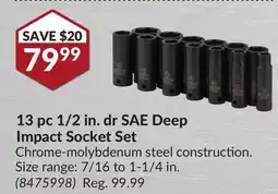 Princess Auto 13 pc 1/2 in. dr SAE Deep Impact Socket Set offer