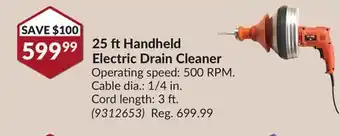 Princess Auto 25 ft Handheld Electric Drain Cleaner offer