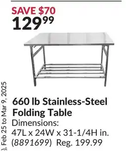 Princess Auto 660 lb Stainless-Steel Folding Table offer