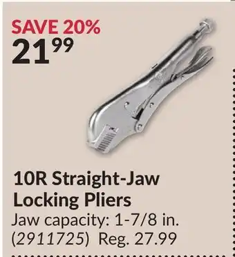 Princess Auto 10R Straight-Jaw Locking Pliers offer