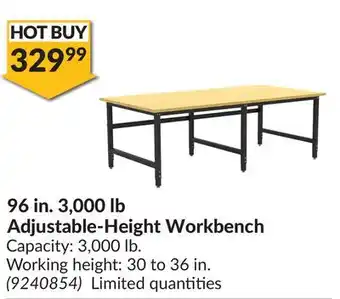 Princess Auto 96 in. 3,000 lb Adjustable-Height Workbench offer