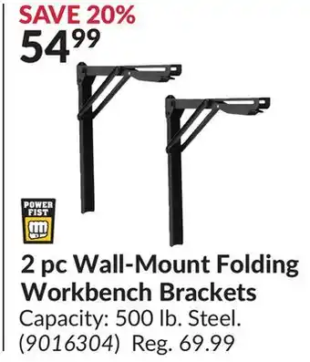 Princess Auto 2 pc Wall-Mount Folding Workbench Brackets offer