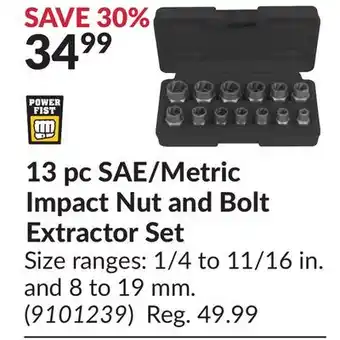 Princess Auto 13 pc SAE/Metric Impact Nut and Bolt Extractor Set offer