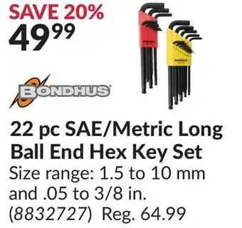 Princess Auto 22 pc SAE/Metric Long Ball End Hex Key Set offer