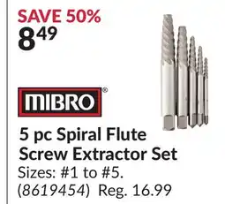 Princess Auto 5 pc Spiral Flute Screw Extractor Set offer