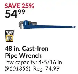 Princess Auto 48 in. Cast-Iron Pipe Wrench offer