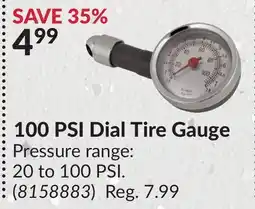 Princess Auto 100 PSI Dial Tire Gauge offer