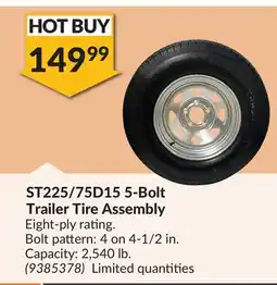 Princess Auto ST225/75D15 5-Bolt Trailer Tire Assembly offer