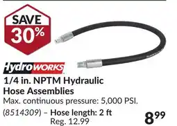 Princess Auto 1/4 in. NPTM Hydraulic Hose Assemblies - Hose length: 2 ft offer