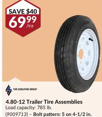 Princess Auto 4.80-12 Trailer Tire Assemblies offer