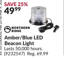 Princess Auto Amber/Blue LED Beacon Light offer