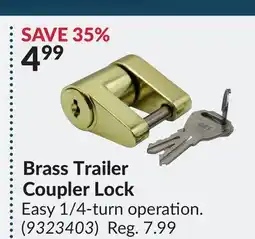 Princess Auto Brass Trailer Coupler Lock offer