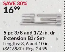 Princess Auto 5 pc 3/8 and 1/2 in. dr Extension Bar Set offer