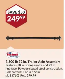 Princess Auto 3,500 lb 72 in. Trailer Axle Assembly offer