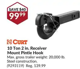 Princess Auto 10 Ton 2 in. Receiver Mount Pintle Hook offer