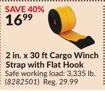 Princess Auto 2 in. x 30 ft Cargo Winch Strap with Flat Hook offer