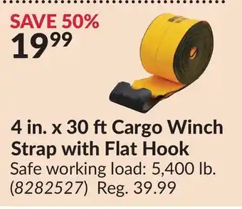 Princess Auto 4 in. x 30 ft Cargo Winch Strap with Flat Hook offer