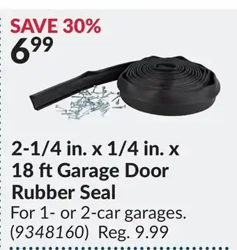 Princess Auto 2-1/4 in. x 1/4 in. x 18 ft Garage Door Rubber Seal offer