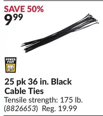 Princess Auto 25 pk 36 in. Black Cable Ties offer