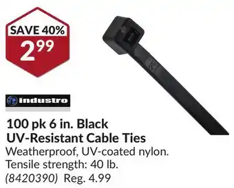 Princess Auto 100 pk 6 in. Black UV-Resistant Cable Ties offer