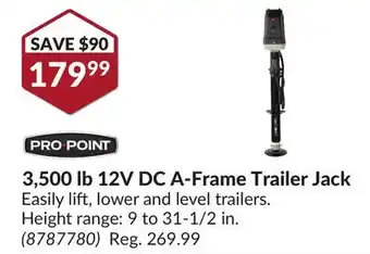 Princess Auto 3,500 lb 12V DC A-Frame Trailer Jack offer