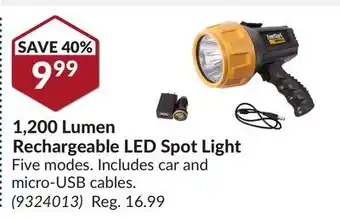 Princess Auto 1,200 Lumen Rechargeable LED Spot Light offer