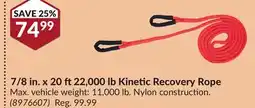 Princess Auto 7/8 in. x 20 ft 22, 000 lb Kinetic Recovery Rope offer