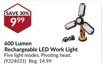 Princess Auto 600 Lumen Rechargeable LED Work Light offer