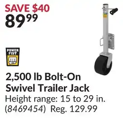 Princess Auto Bolt-On Swivel Trailer Jack offer