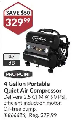 Princess Auto 4 Gallon Portable Quiet Air Compressor offer