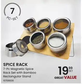 Stokes SPICE RACK 7-Pc Magnetic Spice Rack Set with Bamboo Rectangular Stand offer