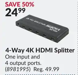 Princess Auto 4-Way 4K HDMI Splitter offer