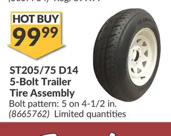 Princess Auto ST205/75 D14 5-Bolt Trailer Tire Assembly offer