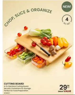 Stokes CUTTING BOARD 4-Pc Bamboo Cutting Board Set with Containers for Storage offer