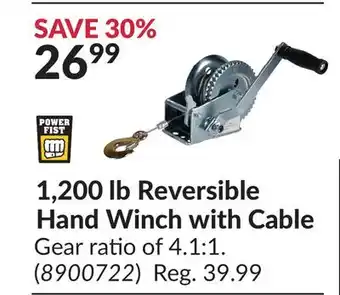 Princess Auto 1 200 lb Reversible Hand Winch with Cable offer