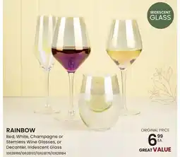 Stokes RAINBOW Red, White, Champagne or Stemless Wine Glasses, or Decanter, Iridescent Glass offer