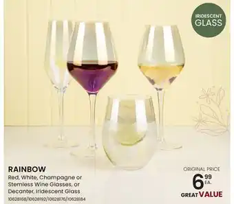 Stokes RAINBOW Red, White, Champagne or Stemless Wine Glasses, or Decanter, Iridescent Glass offer