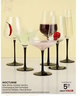 Stokes NOCTURNE Red, White, Cocktail, Martini, Champagne, Old Fashioned Universal Glasses, Clear & Black offer