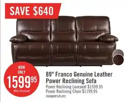 The Brick Franco 89 Genuine Leather Zero Gravity Power Reclining Sofa with USB Ports - Brown offer