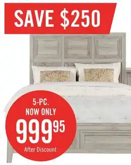 The Brick Lara 5pc Bedroom Set with Bed, Dresser & Mirror, Antique Grey - Queen Size offer