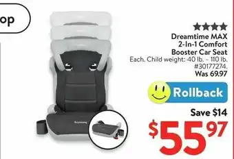 Walmart Dreamtime MAX 2-In-1 Comfort Booster Car Seat offer