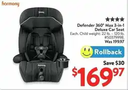 Walmart Defender 360° Max 3-in-1 Deluxe Car Seat offer