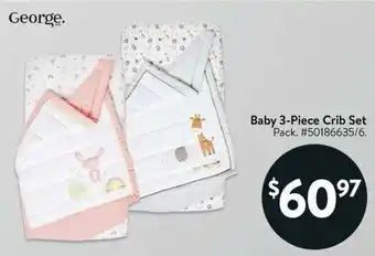 Walmart George Baby 3-Piece Crib Set offer