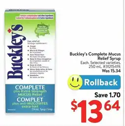 Walmart Buckley's Complete Mucus Relief Syrup offer