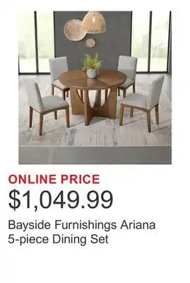 Costco Bayside Furnishings Ariana 5-piece Dining Set offer