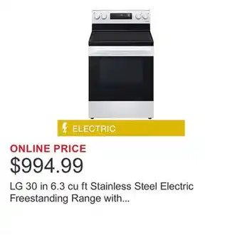 Costco LG 30 in 6.3 cu ft Stainless Steel Electric Freestanding Range with EasyClean Technology offer