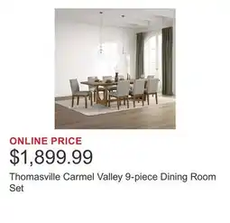 Costco Thomasville Carmel Valley 9-piece Dining Room Set offer